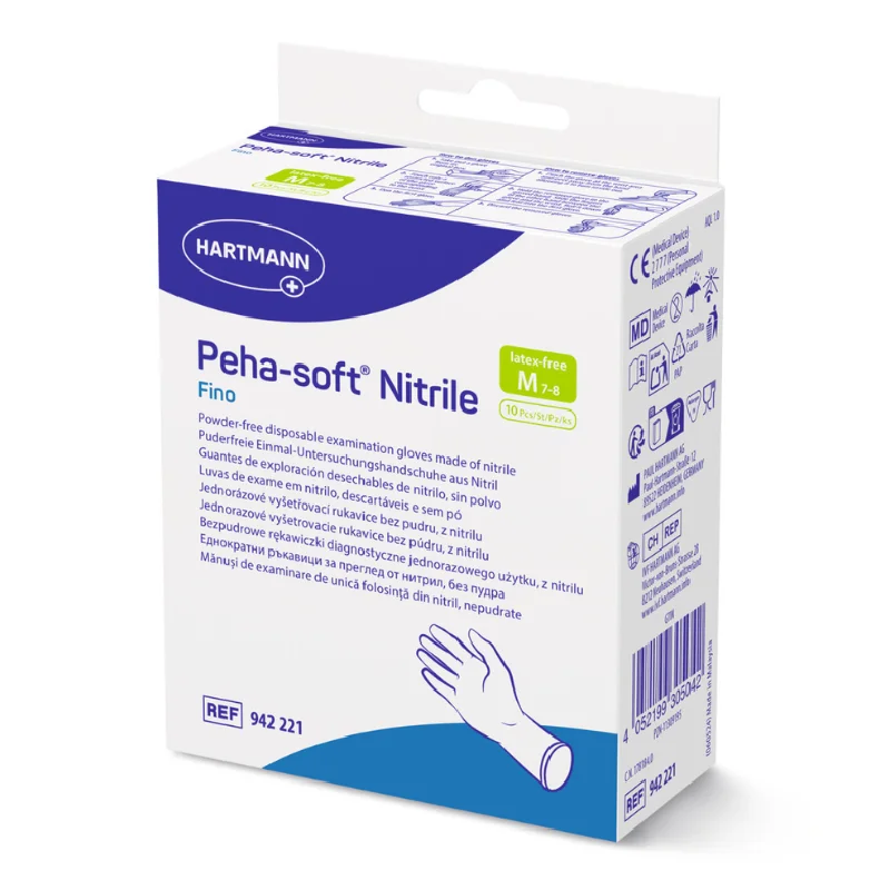 Manusi Albastre Nitrile Fino Peha Soft, Marimea M, 10 bucati, Hartmann