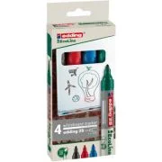 Marker pentru tabla Edding 28, ecologic, varf rotund, 1. 5-3 mm, 4 culori/set