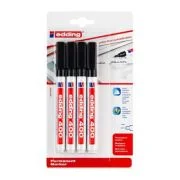 Marker permanent Edding 400, varf rotund 1 mm, negru, 4 bucati/blister