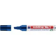 Marker permanent Edding No. 1, corp aluminiu, varf tesit, 1-5 mm, albastru