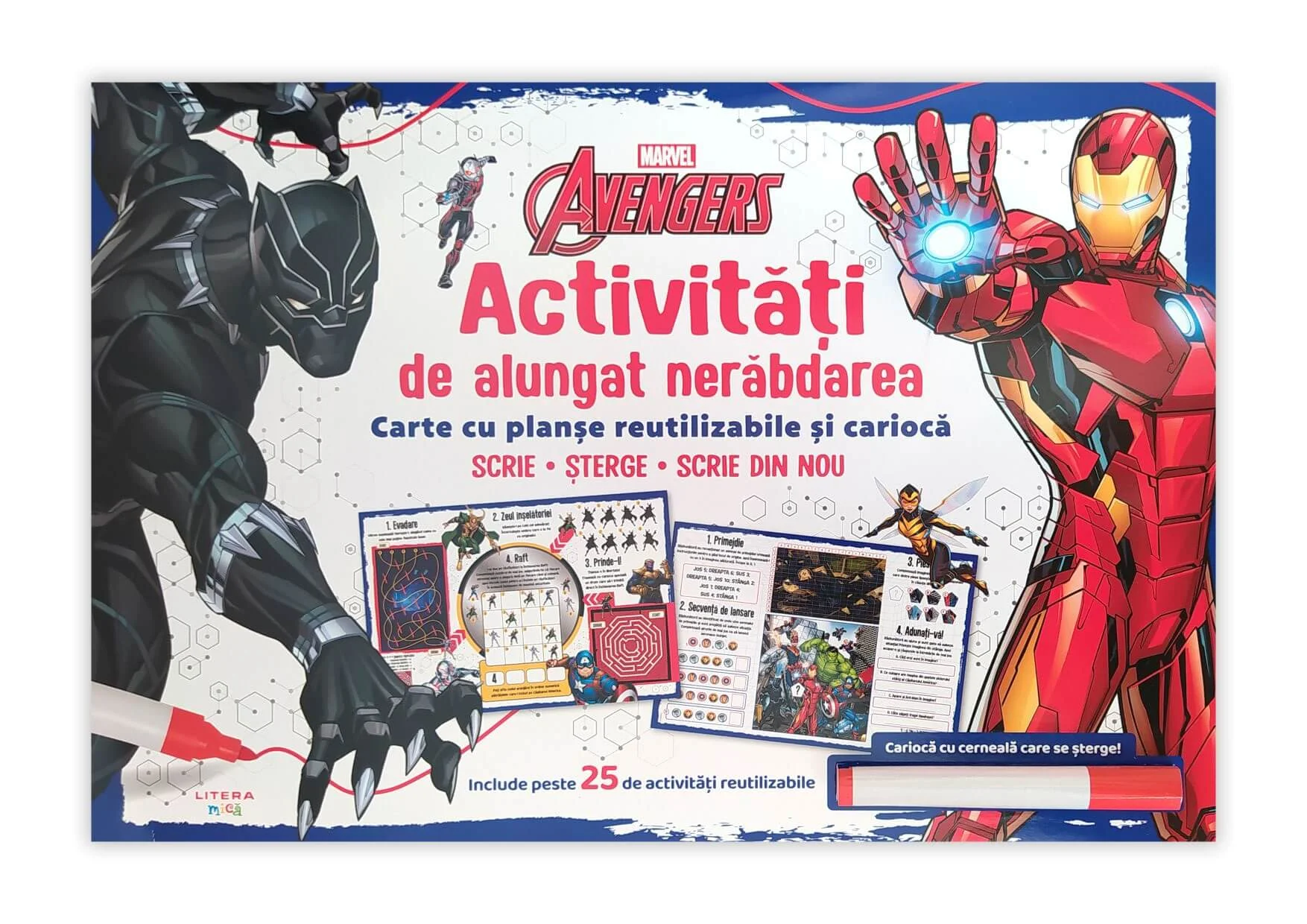 Marvel. Avengers. Activitati de alungat nerabdarea. Carte cu planse reutilizabile si carioca