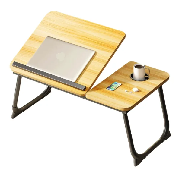 Masa pliabila pentru laptop cu suport pentru pahar reglabila pe inaltime 5 pozitii LEMN NATUR