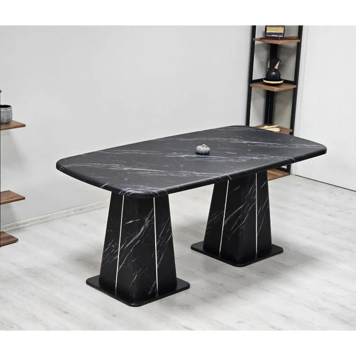 Masa RAMSIS, dreptunghiulara, marmura negru, 190x90x73 cm