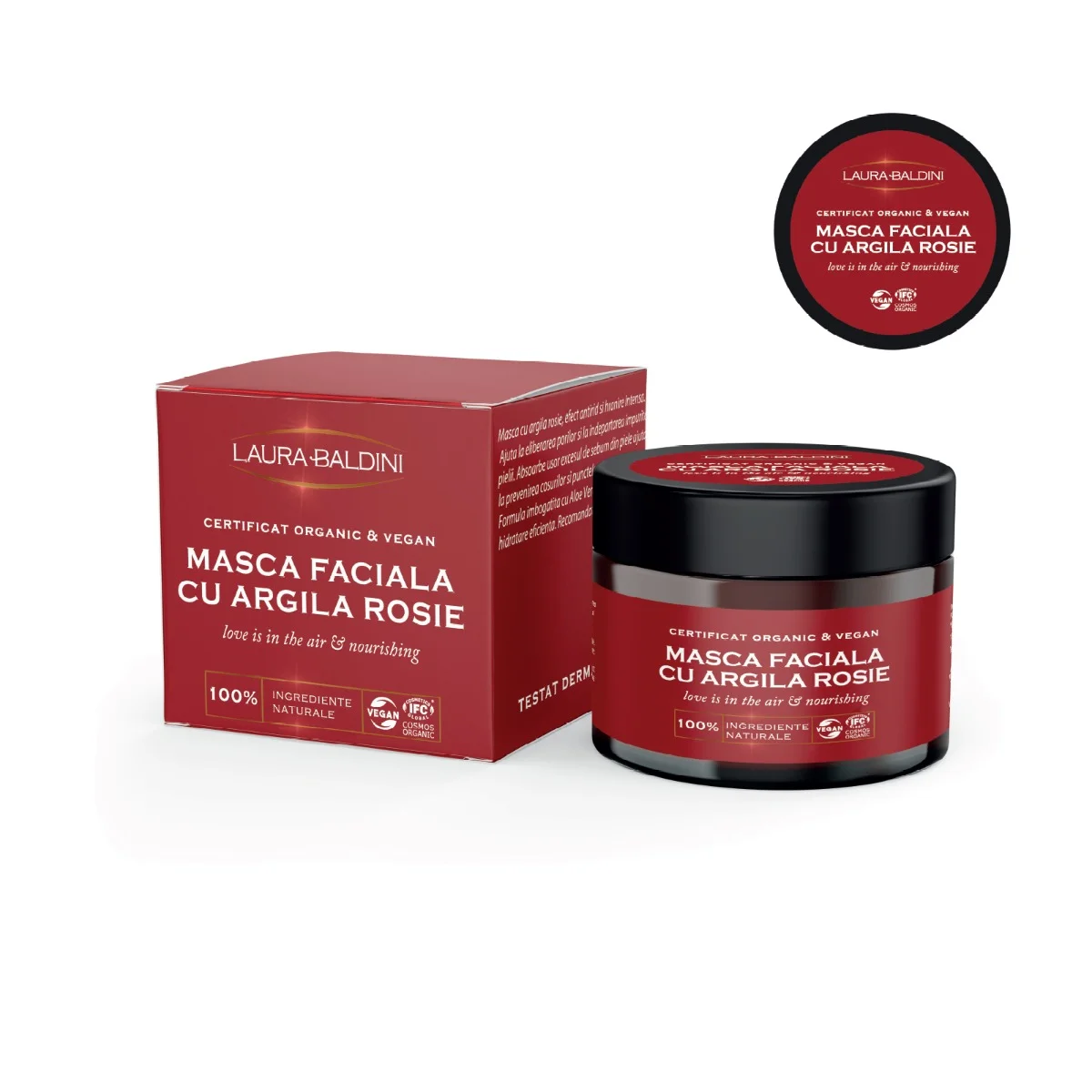 Masca antirid cu argila rosie LOVE IS IN THE AIR, 100% ingrediente naturale - Laura Baldini