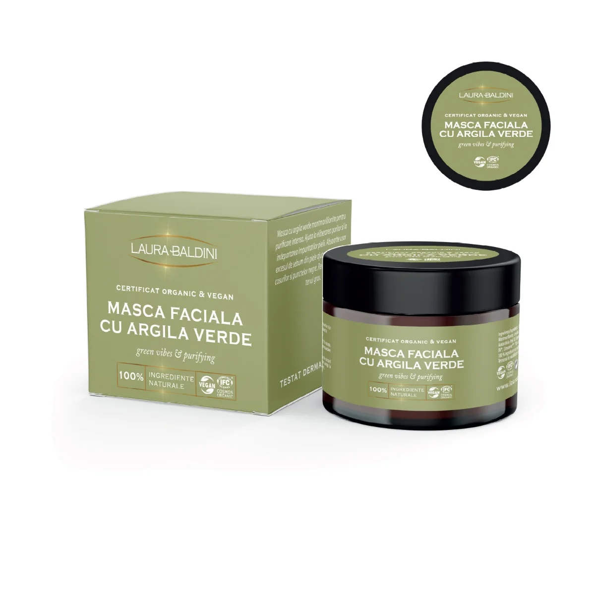 Masca faciala cu argila verde GREEN VIBES - Laura Baldini 50ml