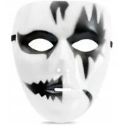 Masca mim PartyTime Halloween, alb, negru, prindere elastic