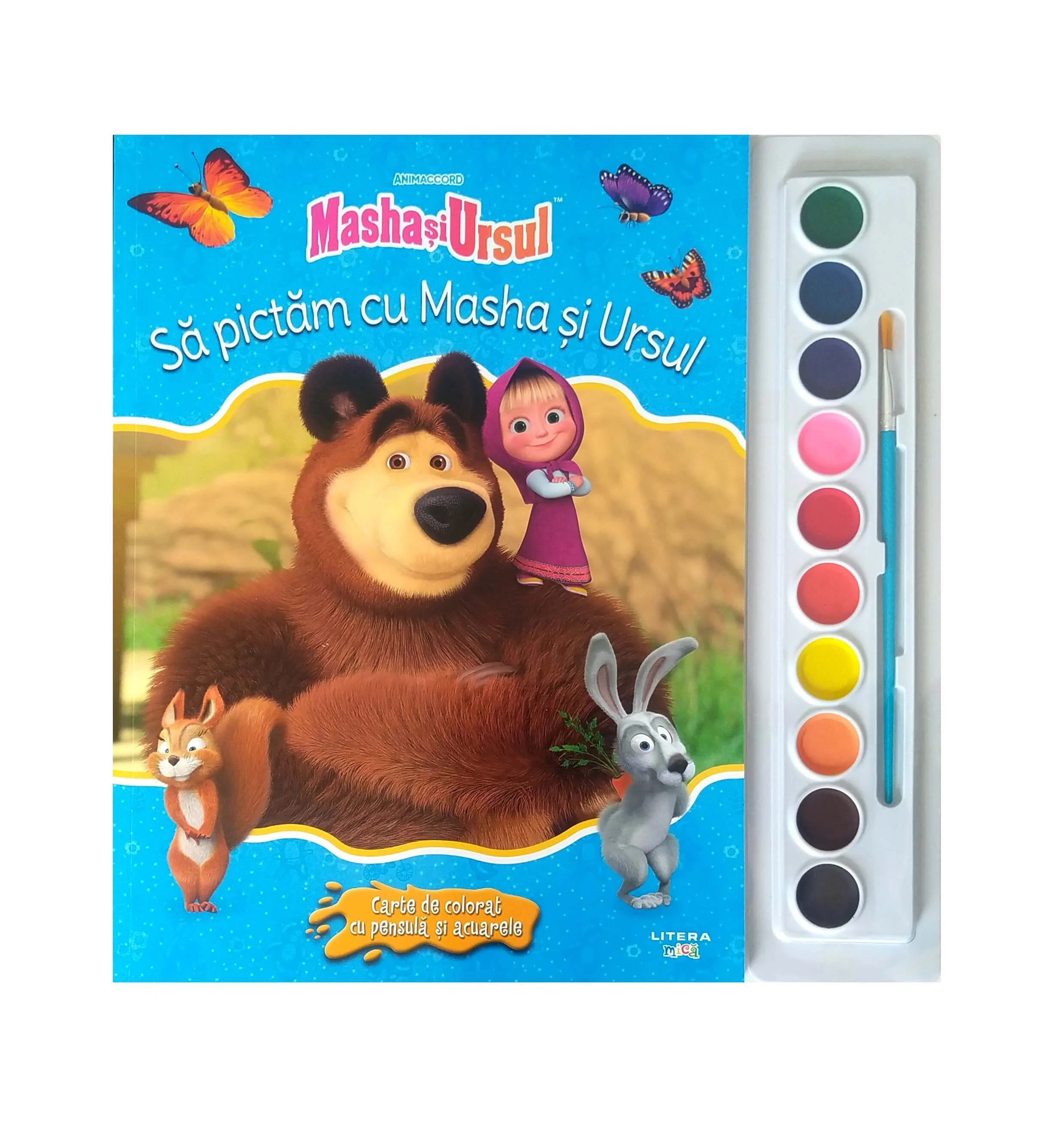 Masha si Ursul. Sa pictam cu Masha si Ursul. Carte de colorat cu pensula si acuarele