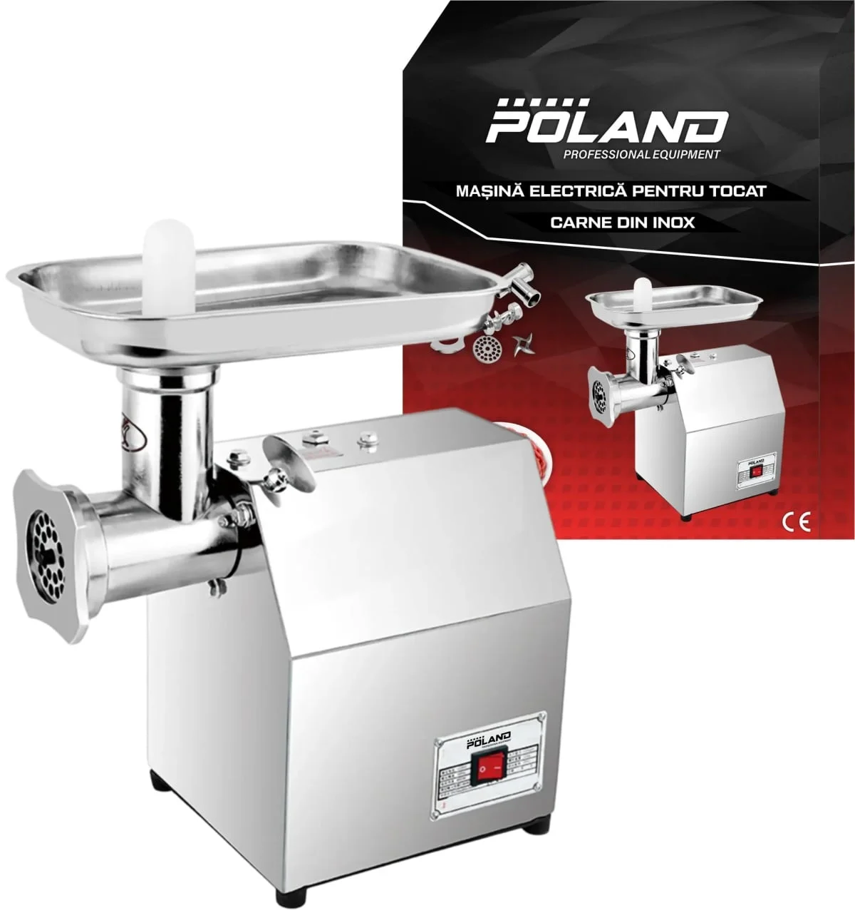 Masina electrica de macinat carne, 150kg/ora, 1500W, inox, Poland B8102