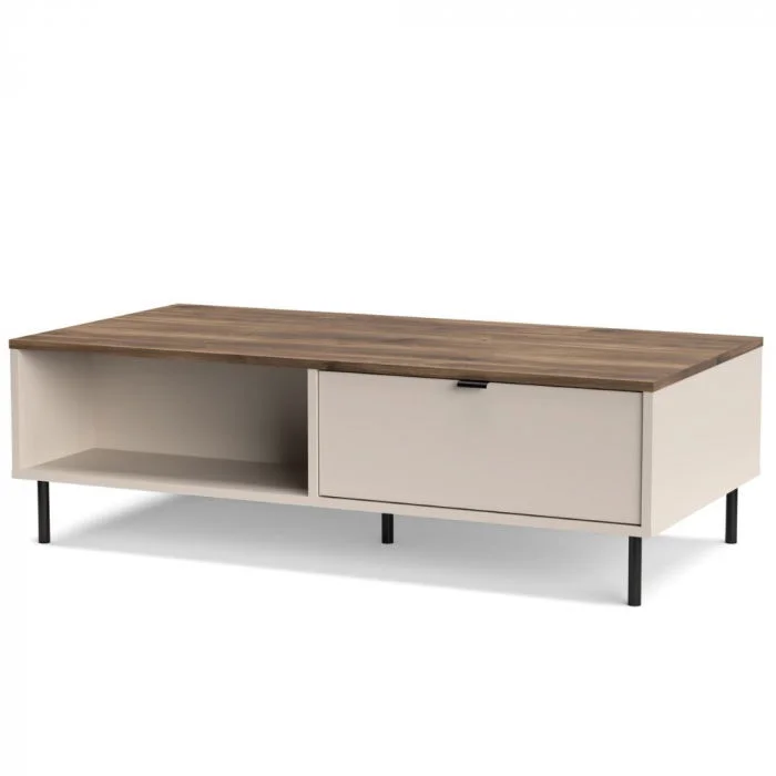 Masuta de cafea EVO, 2 sertare, casmir + stejar castello, 110x60x37 cm