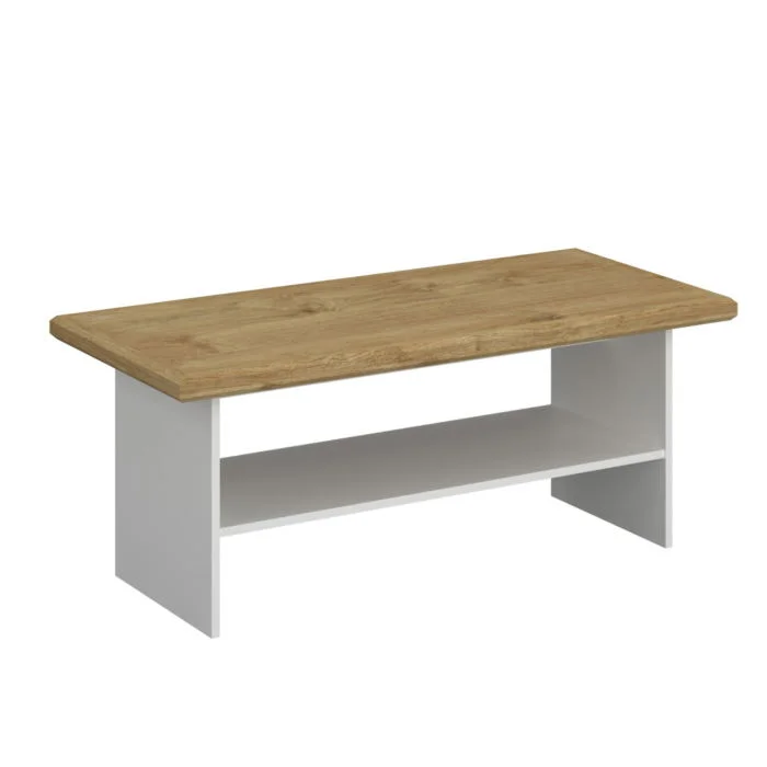 Masuta de cafea RIVA, cu raft, alb + stejar harbor, 120x55x49 cm