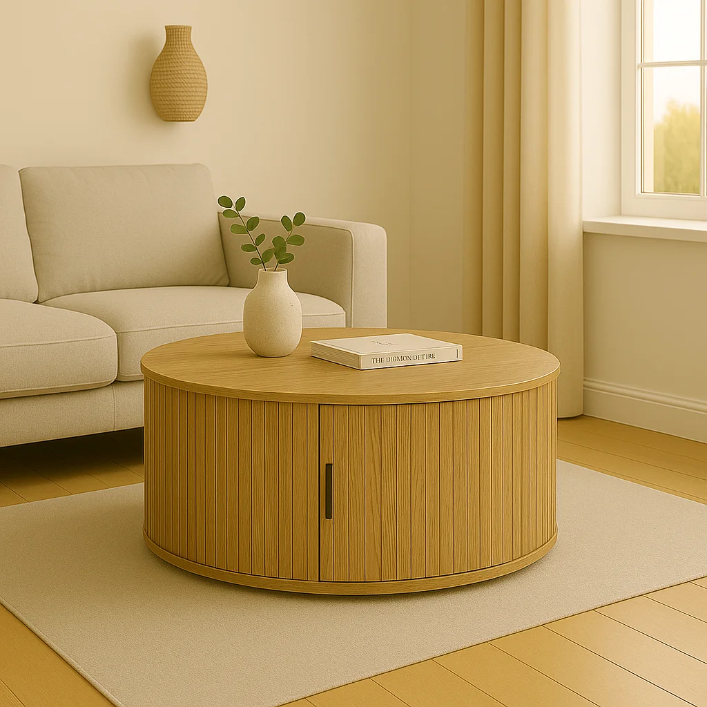 Masuta de cafea Scandi MDF culoare lemn Natural D80x35.5cm