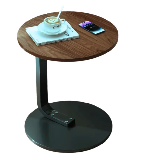 Masuta rotunda pentru cafea lemn cu metal 50 x 60 cm natur cu negru