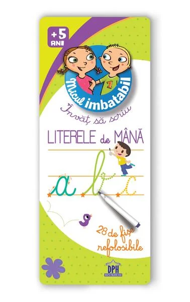 Micul imbatabil. Scrie și șterge. Învăț să scriu literele de mână (28 de fișe refolosibile + pix) - Board book - *** - Didactica Publishing House