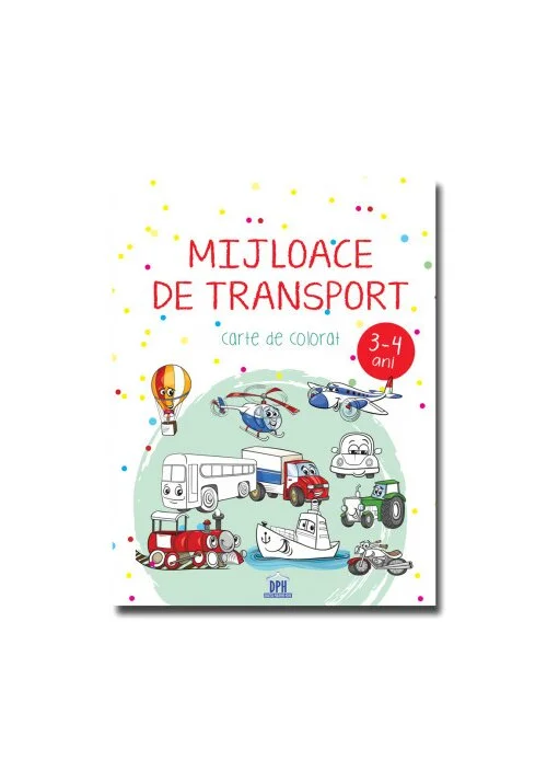 Mijloace de transport - 3-4 ani - carte de colorat