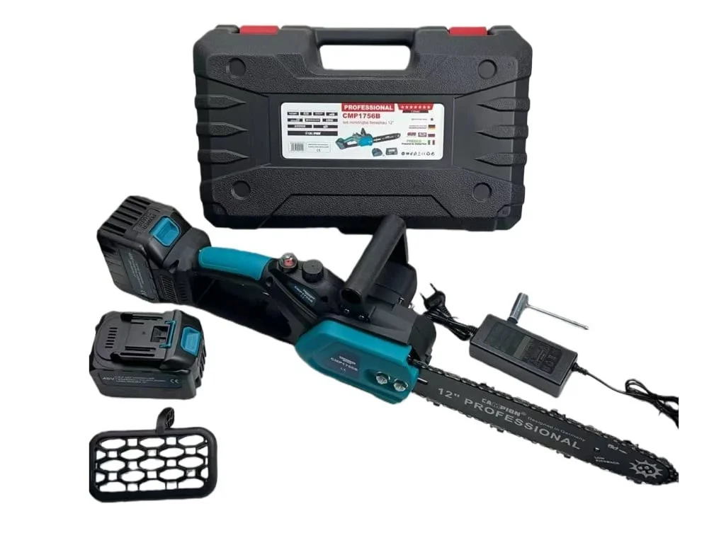 Mini Drujba electrica 300mm, 12'' inch, 8AH, 48V, cu 2 acumulatori brushless, model BLUE PROFESSIONAL Campion CMP1756B