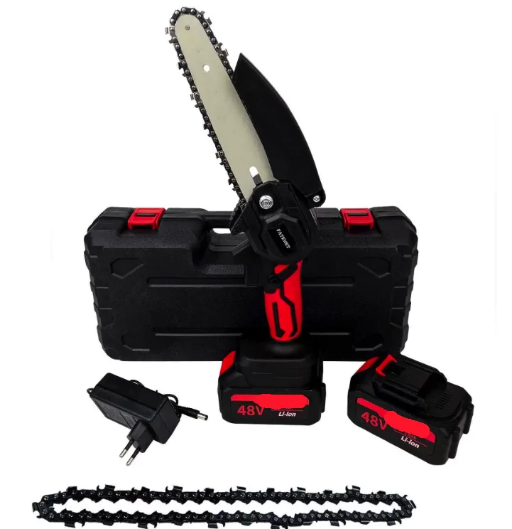Mini fierastrau electric fara fir cu lant 6 inch si 2 acumulatori 42V