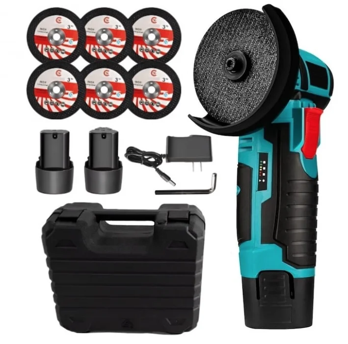 Mini polizor flex unghiular portabil cu 2 acumulatori 6 discuri 12V 76MM