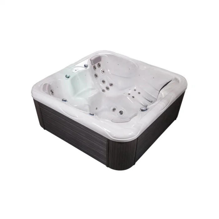 Minipiscina alb lucios cu LED si sistem audio, 6 persoane, 215x215 cm, Wellis, Venus