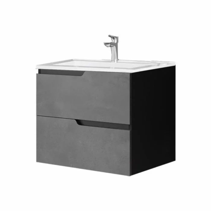 Mobilier pentru lavoar incastrat 60 cm, sertare softclose, gri urban, Fluminia Bari