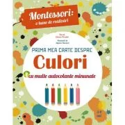 Montessori - o lume de realizari. Prima mea carte despre culori. Carte cu autocolante