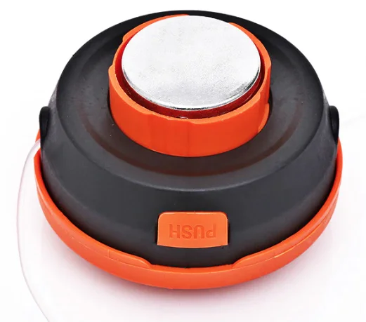 Mosor cu fir / tambur motocoasa cu buton din metal NEGRU/PORTOCALIU