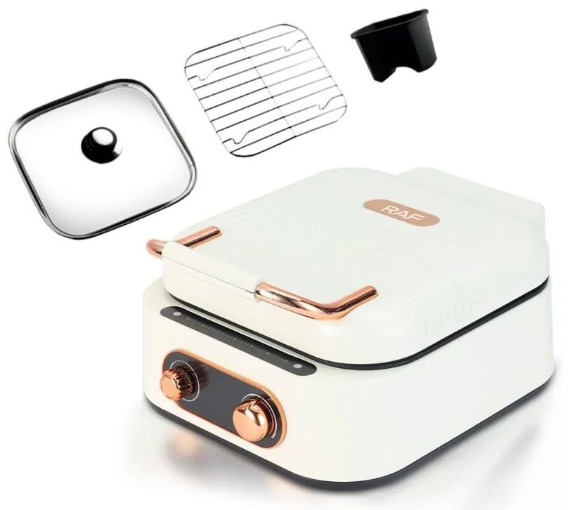 Multicooker RAF 3 In 1 Hot Pot Grill putere 1800W Alb