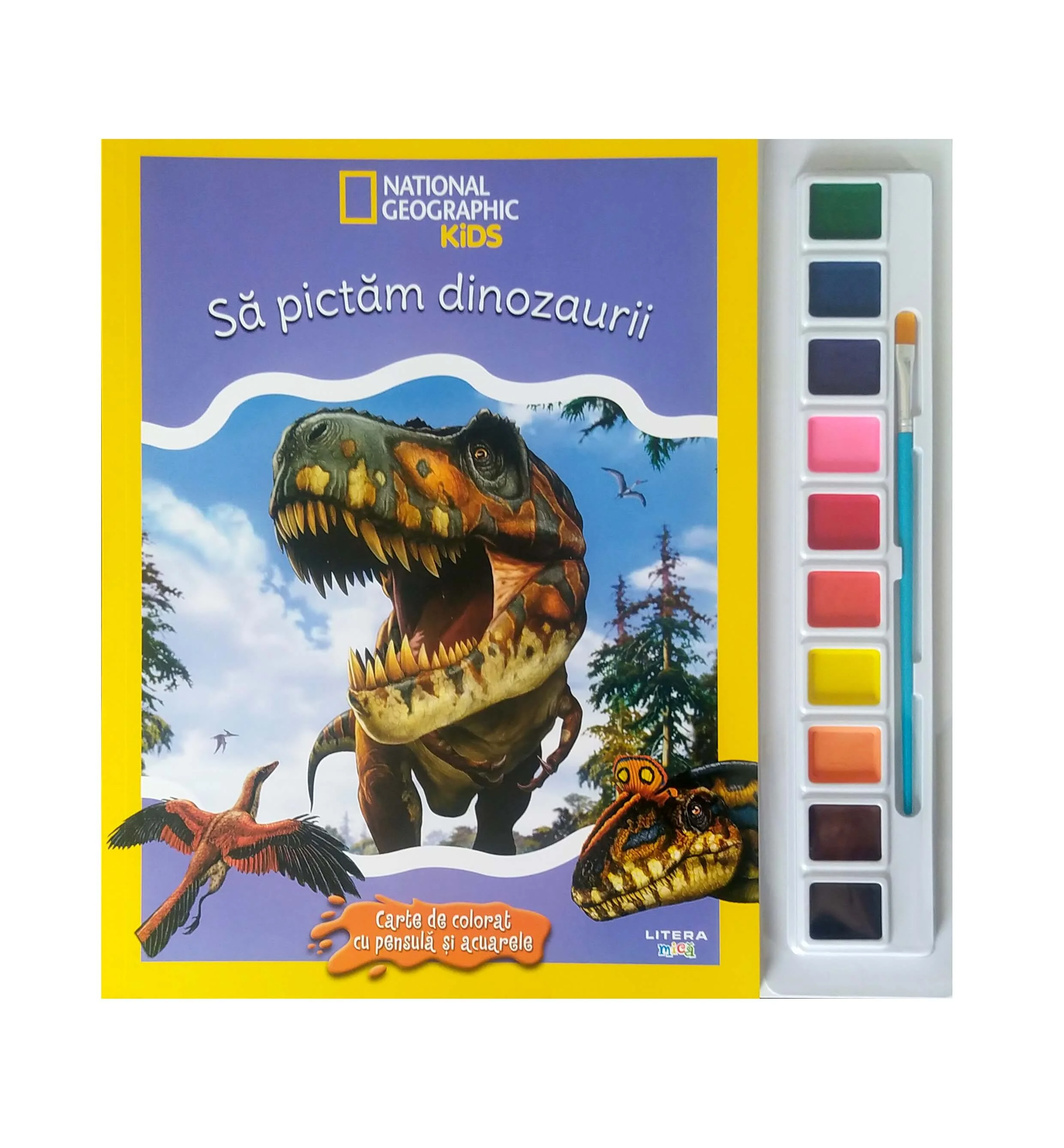 National Geographic Kids. Sa pictam dinozaurii. Carte de colorat cu pensula si acuarele