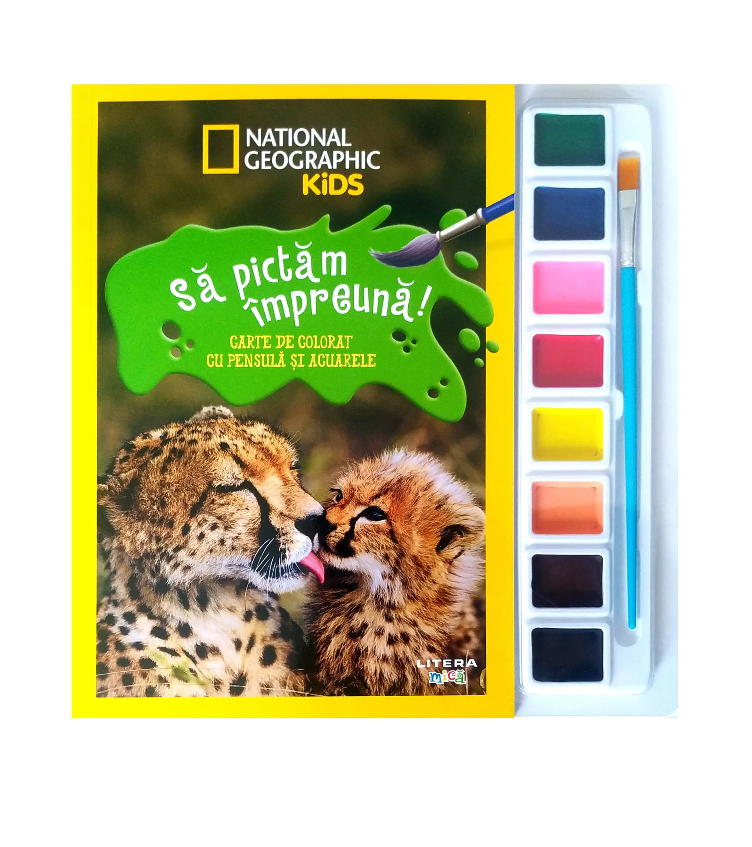 National Geographic Kids. Sa pictam impreuna! Carte de colorat cu pensula si acuarele