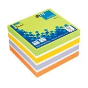Notite adezive InFO, 75x75 mm, verde/alb/portocaliu/galben/violet