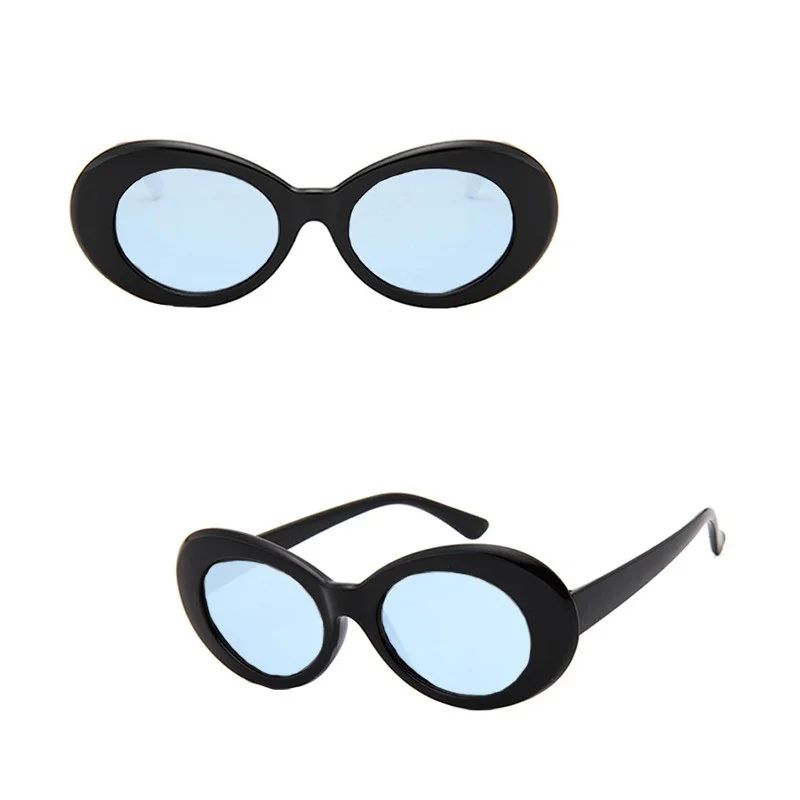 Ochelari de soare Retro Black Oval cu rame groase