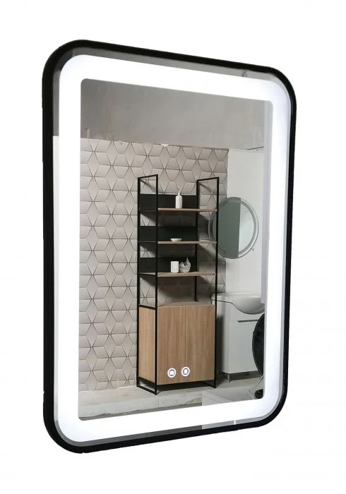 Oglinda cu iluminare LED si functie dezaburire, MD3, rama neagra, 60x80 cm