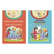 Pachet 2 caiete de lucru clasa pregatitoare. Comunicare in limba romana si Dezvoltare personala si Matematica si Explorarea Mediului, Muzica si miscar