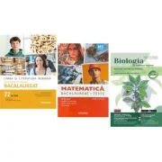 Pachet Bacalaureat 2026. Limba si literatura romana Ghid complet cu 72 teste, Matematica M2 Tehnologic si Biologie pe intelesul tuturor Clasele 9-10 -