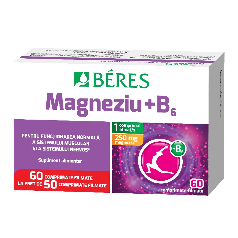 Pachet Magneziu + B6, 50+10 comprimate, Beres