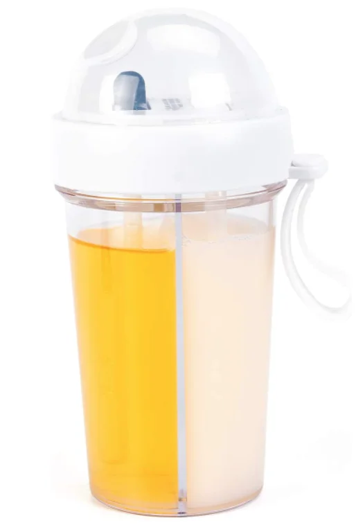 Pahar dublu pentru apa 400 ml cu 2 paie