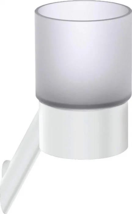 Pahar pentru periute si pasta de dinti, alb, cu suport, Deante Arnika