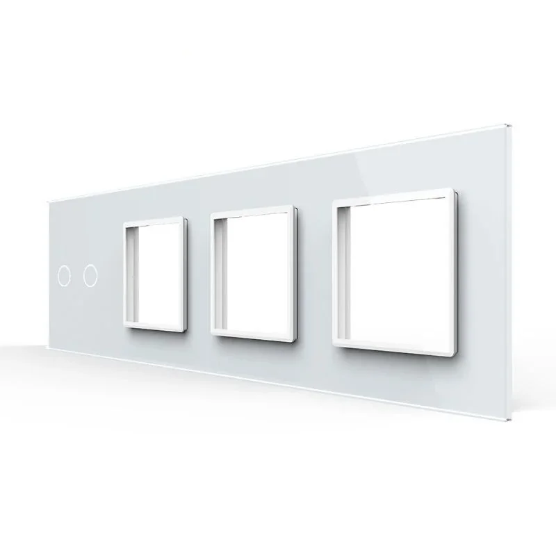 Panou Intrerupator Dublu + 3 Prize LIVOLO din Sticla, Standard German