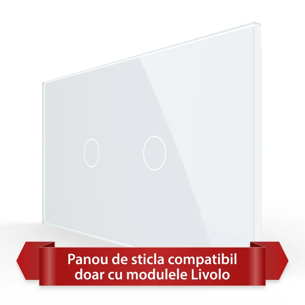 Panou Intrerupator Simplu + Simplu cu Touch LIVOLO din Sticla, Standard Italian – 4M