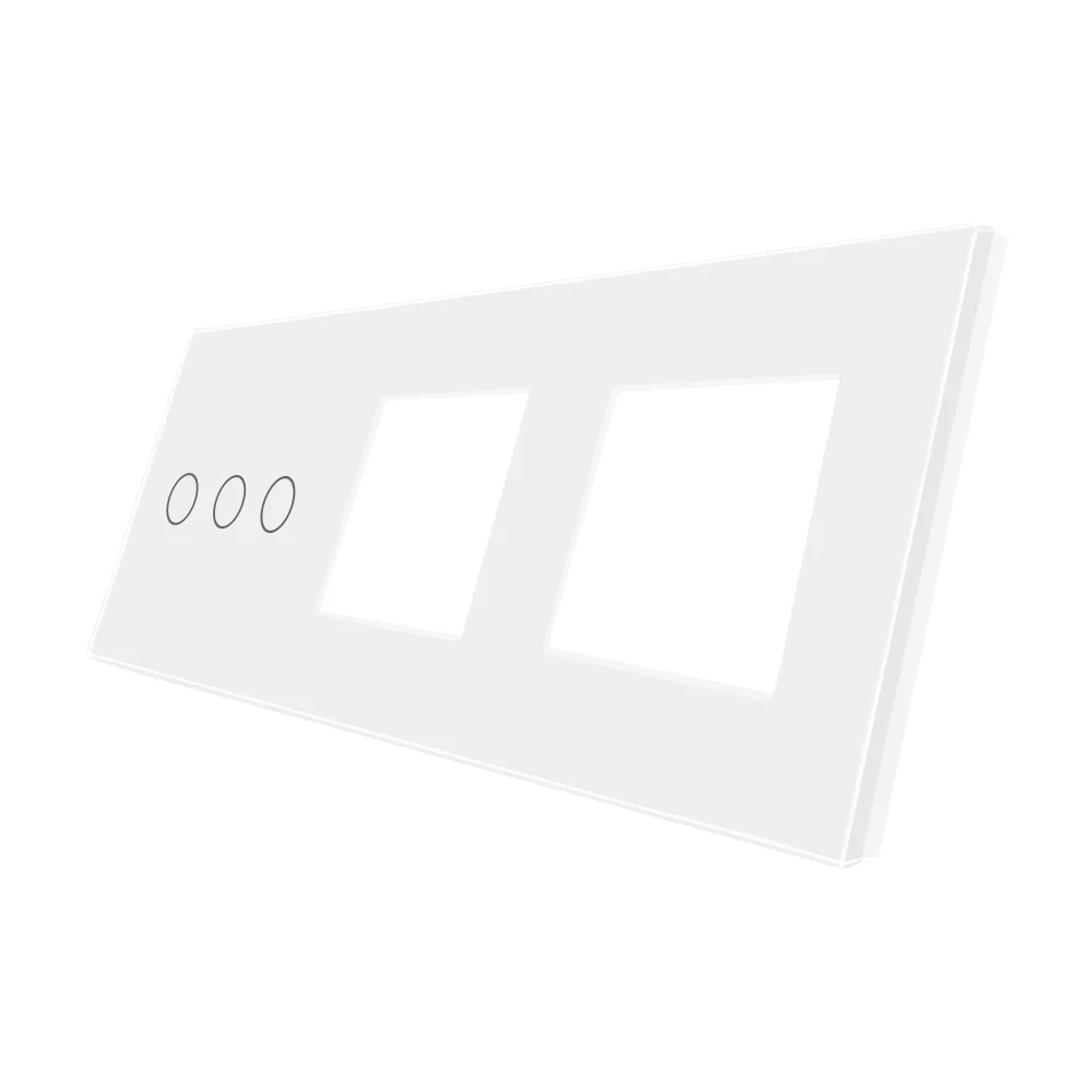 Panou Intrerupator Triplu cu Touch si 2 Prize Din Sticla LUXION