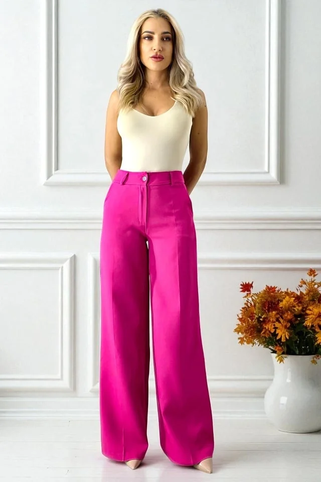 Pantaloni eleganti de dama AVIA, croi larg cu buzunare, Fucsia