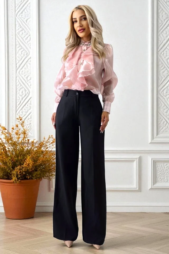 Pantaloni office de dama AVIA, croi larg cu buzunare, Negru
