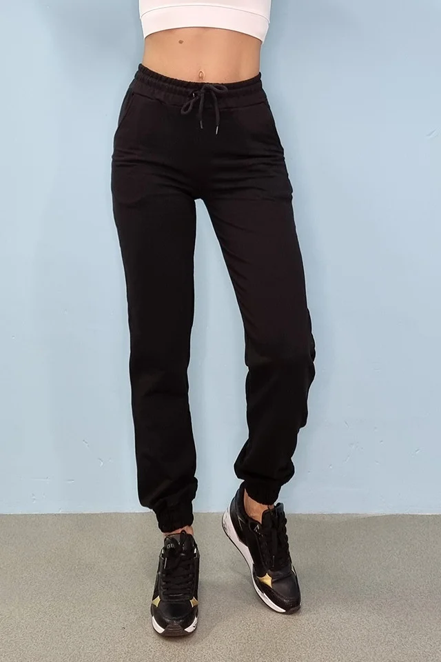 Pantaloni sport Benone, din bumbac, Negru