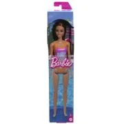 Papusa Barbie bruneta cu costum de baie inflorat