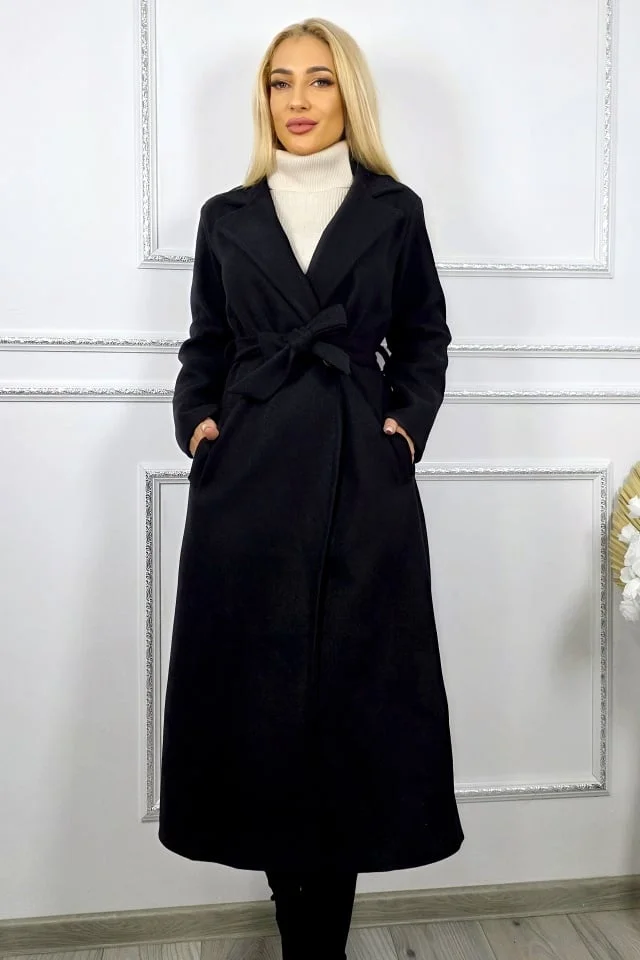 Pardesiu captusit Camilla, buzunare si inchidere cu nasturi, Negru, Marime S/M