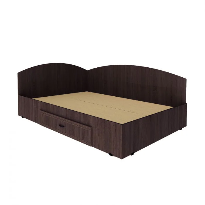 Pat de colt, 120x200 cm, sertar lateral pe role, wenge