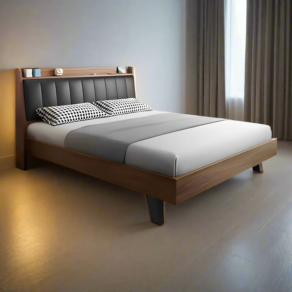 Pat dublu Frankly, Nuc-Negru, 150x200 cm