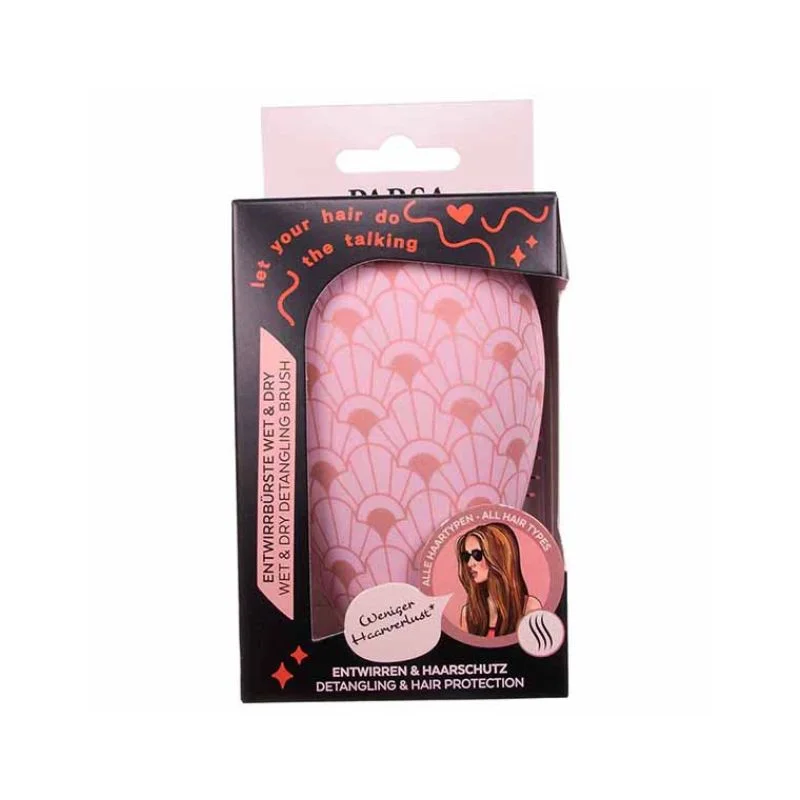 Perie compacta pentru descurcat, roz print, 1 bucata, Parsa