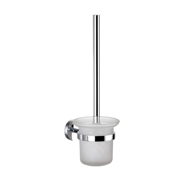 Perie de toaleta cu suport, montare pe perete, sticla mata crom Kielle