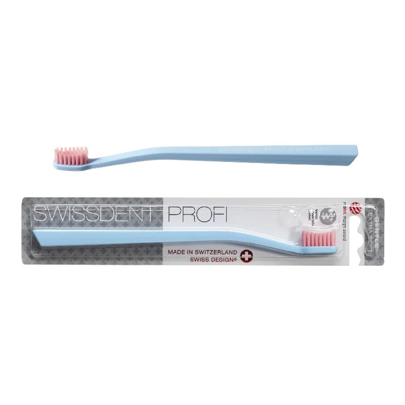 Periuta de dinti albastra cu peri roz Extra Soft Gentle, 1 bucata, Swissdent