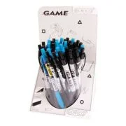 Pix cu bila Cresco Game 600020-B, cu mecanism, corp negru / albastru, grip cauciucat, scris albastru